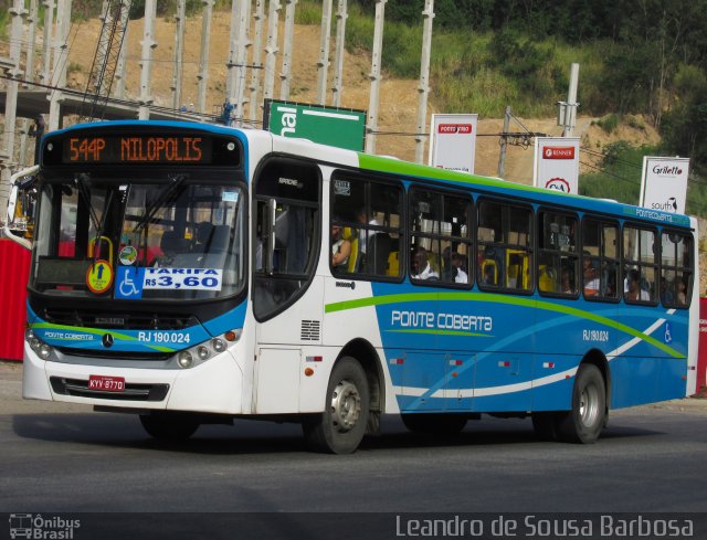 Viação Ponte Coberta RJ 190.024 na cidade de Nova Iguaçu, Rio de Janeiro, Brasil, por Leandro de Sousa Barbosa. Número da foto: #3370837.