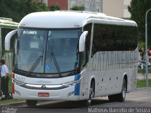 Auto Viação Catarinense 3420 na cidade de Curitiba, Paraná, Brasil, por Matheus Barreto de Souza. Número da foto: #3374155.