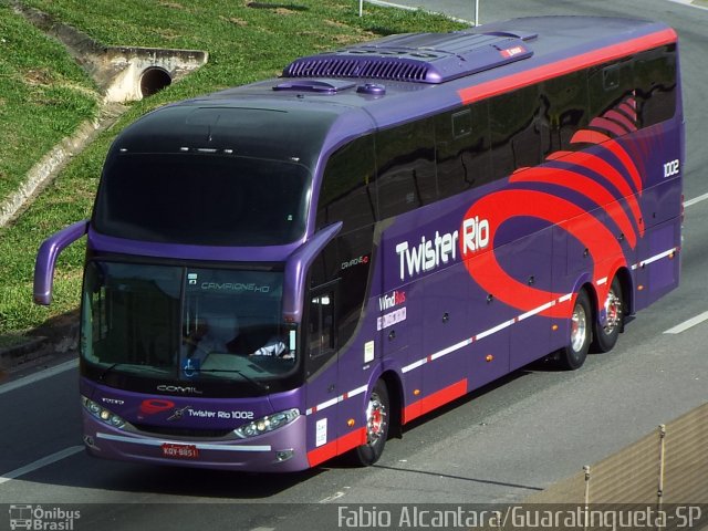 Twister Rio Transporte e Turismo 1002 na cidade de Aparecida, São Paulo, Brasil, por Fabio Alcantara. Número da foto: #3381806.