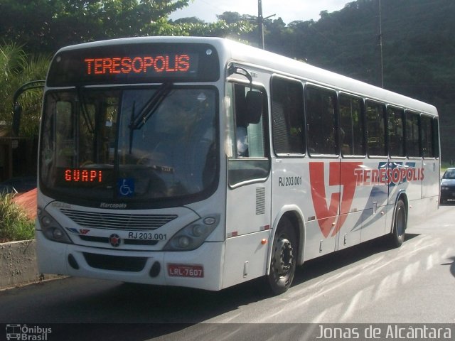 Viação Teresópolis RJ 203.001 na cidade de Guapimirim, Rio de Janeiro, Brasil, por Jonas Alcantara. ID da foto: 3329766.