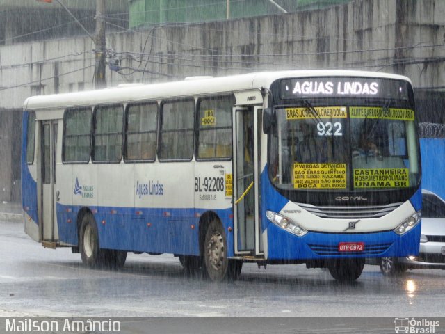 Transportes Águas Lindas BL-92208 na cidade de Belém, Pará, Brasil, por Mailson Amâncio. Número da foto: #3339675.
