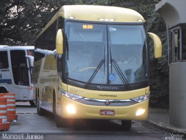 Viação Itapemirim 60807 na cidade de São Paulo, São Paulo, Brasil, por Manoel Junior. ID da foto: 3340035.