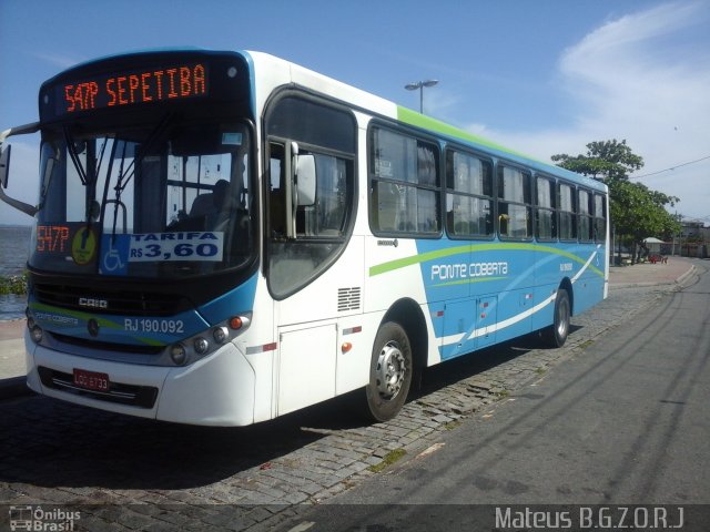 Viação Ponte Coberta RJ 190.092 na cidade de Rio de Janeiro, Rio de Janeiro, Brasil, por Mateus da Silva Nascimento Palmeira. Número da foto: #3399487.