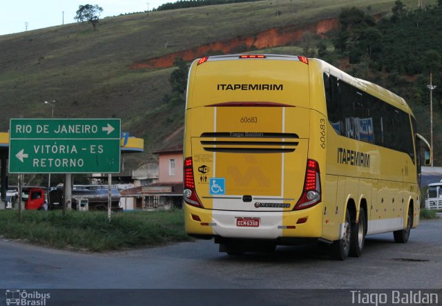 Viação Itapemirim 60683 na cidade de Manhuaçu, Minas Gerais, Brasil, por Tiago Baldan. ID da foto: 3401764.