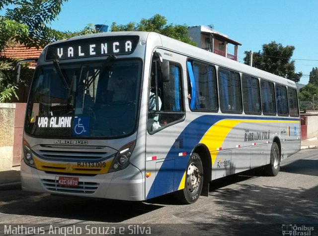 Viação Barra do Piraí Turismo RJ 113.009 na cidade de Valença, Rio de Janeiro, Brasil, por Matheus Ângelo Souza e Silva. ID da foto: 3422800.