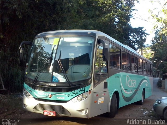 Rosa Turismo 4303 na cidade de São José do Vale do Rio Preto, Rio de Janeiro, Brasil, por Adriano Duarte. ID da foto: 3425751.