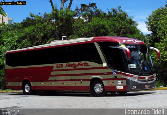 Santa Maria Fretamento e Turismo 520 na cidade de São Paulo, São Paulo, Brasil, por Leonardo Fidelli. ID da foto: 3433007.