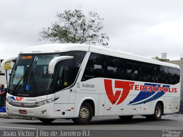 Viação Teresópolis RJ 203.021 na cidade de Rio de Janeiro, Rio de Janeiro, Brasil, por João Victor. ID da foto: 3432489.