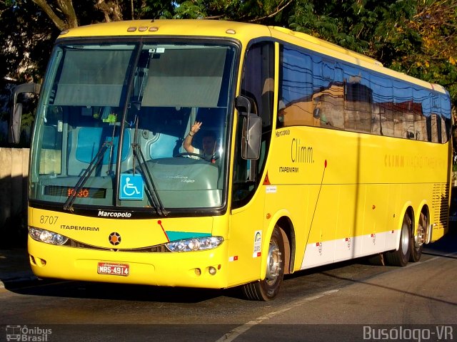 Viação Itapemirim 8707 na cidade de Volta Redonda, Rio de Janeiro, Brasil, por Glauco Oliveira. Número da foto: #3433987.