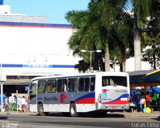 Maravilha Auto Ônibus ITB.01.134 na cidade de Itaboraí, Rio de Janeiro, Brasil, por Lucas Lima. Número da foto: #3402036.