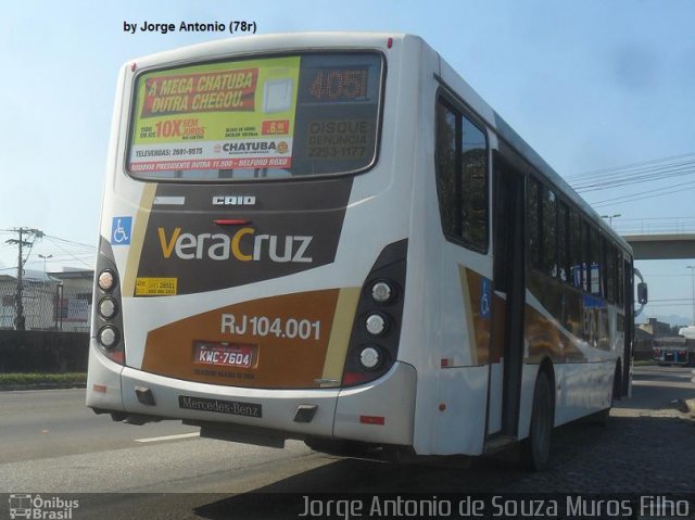 Auto Ônibus Vera Cruz RJ 104.001 na cidade de Duque de Caxias, Rio de Janeiro, Brasil, por Jorge Antonio de Souza Muros Filho. Número da foto: #3454870.