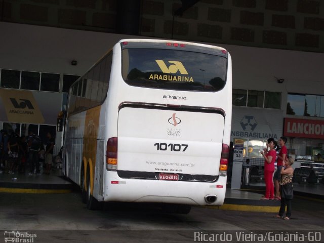 Viação Araguarina 10107 na cidade de Goiânia, Goiás, Brasil, por Ricardo Vieira. Número da foto: #3454915.