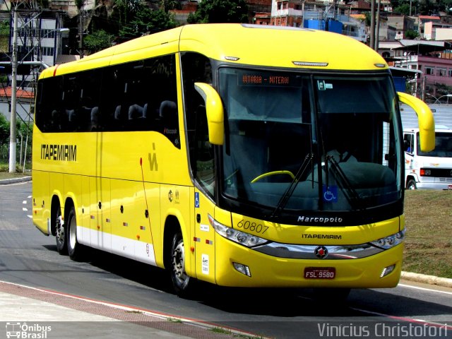 Viação Itapemirim 60807 na cidade de Vitória, Espírito Santo, Brasil, por Vinícius  Christófori. Número da foto: #3456476.
