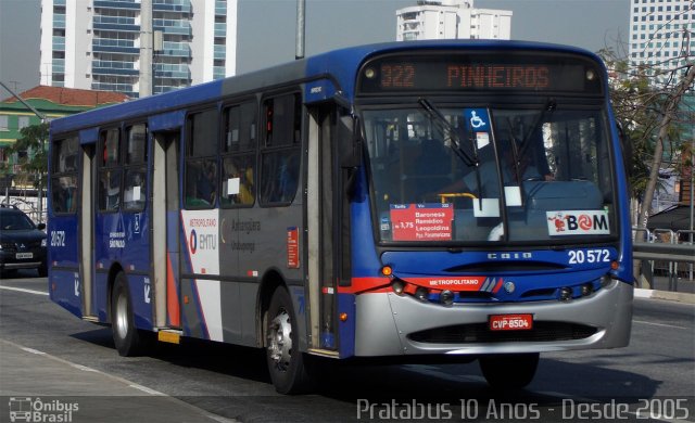 Auto Viação Urubupungá 20.572 na cidade de São Paulo, São Paulo, Brasil, por Cristiano Soares da Silva. ID da foto: 3457031.