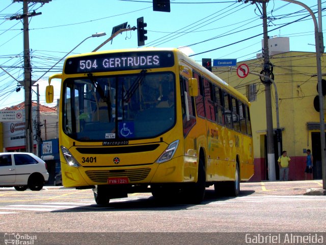 Auto Ônibus Três Irmãos 3401 na cidade de Jundiaí, São Paulo, Brasil, por Gabriel Almeida. Número da foto: #3469517.