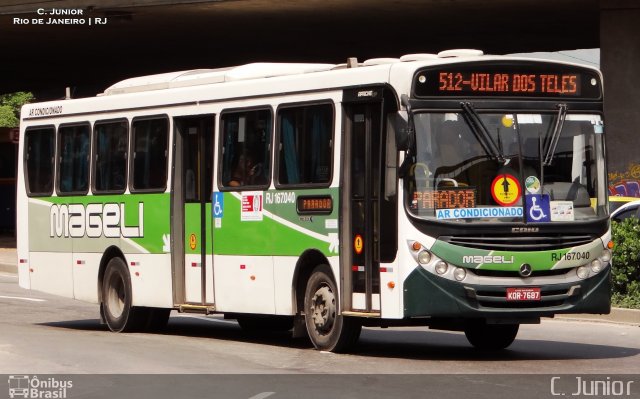 Transportes Mageli RJ 167.040 na cidade de Rio de Janeiro, Rio de Janeiro, Brasil, por Clovis Junior. ID da foto: 3413285.