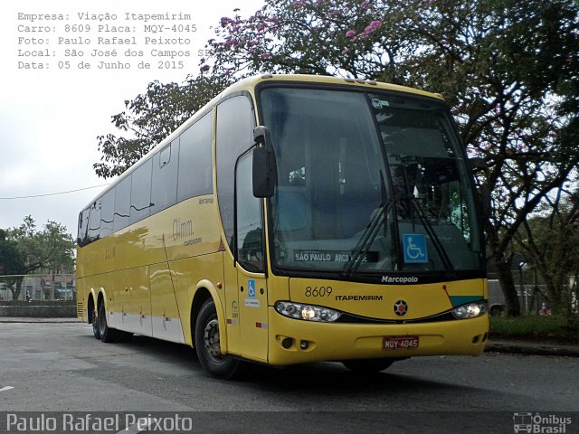 Viação Itapemirim 8609 na cidade de São José dos Campos, São Paulo, Brasil, por Paulo Rafael Peixoto. ID da foto: 3420674.