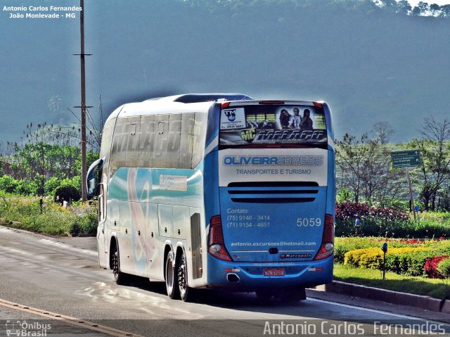 Oliveira Santos Transporte e Turismo 5059 na cidade de João Monlevade, Minas Gerais, Brasil, por Antonio Carlos Fernandes. Número da foto: #3502794.