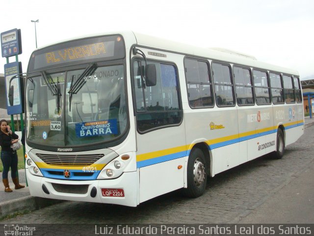 Real Auto Ônibus 41021 na cidade de Rio de Janeiro, Rio de Janeiro, Brasil, por Luiz Eduardo Pereira Santos Leal dos Santos. ID da foto: 3511452.