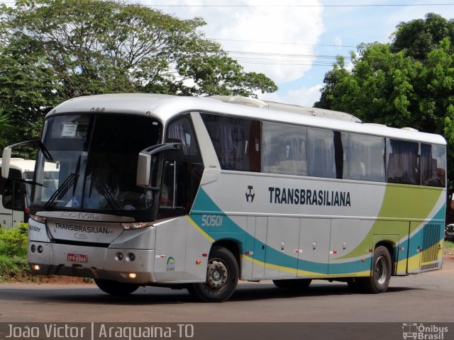 Transbrasiliana Transportes e Turismo 50501 na cidade de Araguaína, Tocantins, Brasil, por João Victor. ID da foto: 3521450.