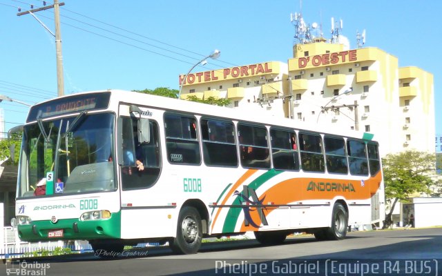 Empresa de Transportes Andorinha 6008 na cidade de Presidente Prudente, São Paulo, Brasil, por Phelipe Gabriel Campos de Souza. ID da foto: 3522544.