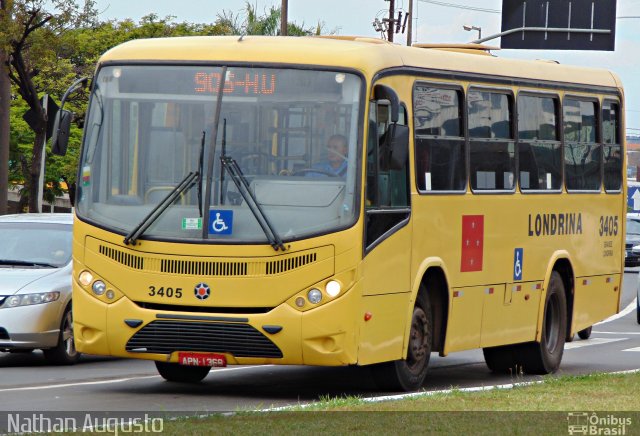 TCGL - Transportes Coletivos Grande Londrina 3405 na cidade de Londrina, Paraná, Brasil, por Nathan Augusto. Número da foto: #3531791.