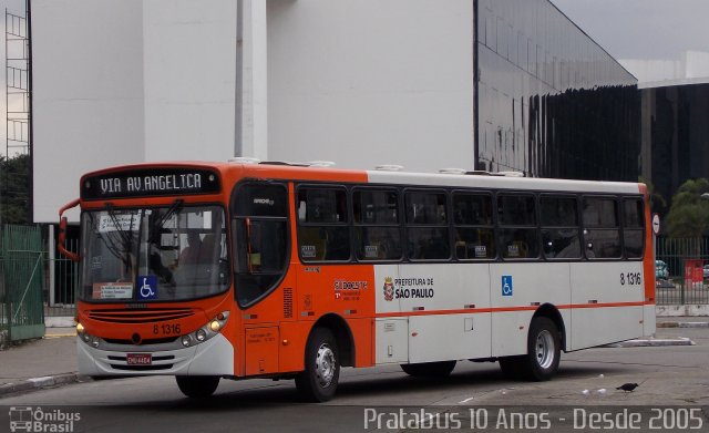 TRANSPPASS - Transporte de Passageiros 8 1316 na cidade de São Paulo, São Paulo, Brasil, por Cristiano Soares da Silva. ID da foto: 3476851.