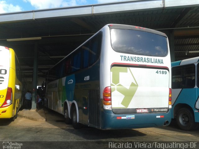 Transbrasiliana Transportes e Turismo 4189 na cidade de Taguatinga, Distrito Federal, Brasil, por Ricardo Vieira. ID da foto: 3559175.