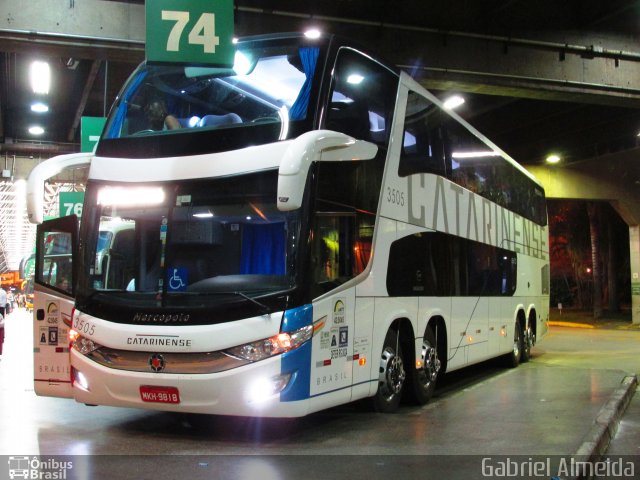 Auto Viação Catarinense 3505 na cidade de São Paulo, São Paulo, Brasil, por Gabriel Almeida. Número da foto: #3540840.