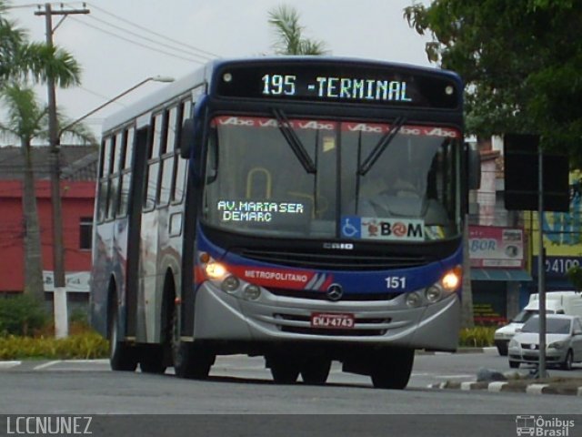 Auto Viação ABC 151 na cidade de São Bernardo do Campo, São Paulo, Brasil, por Luis Nunez. ID da foto: 3541441.