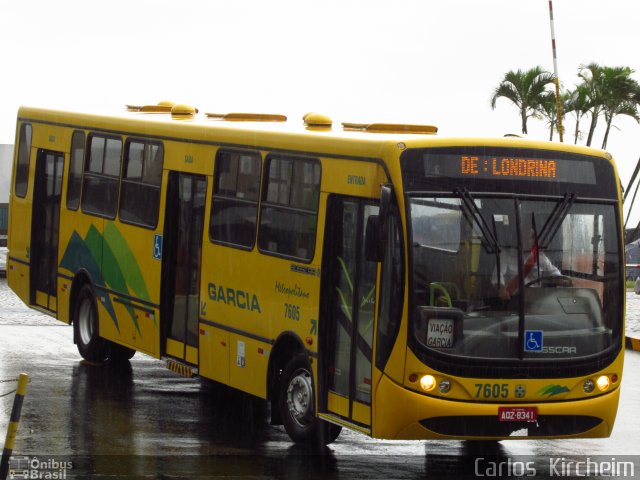 Viação Garcia 7605 na cidade de Londrina, Paraná, Brasil, por Carlos Kircheim. ID da foto: 3594383.