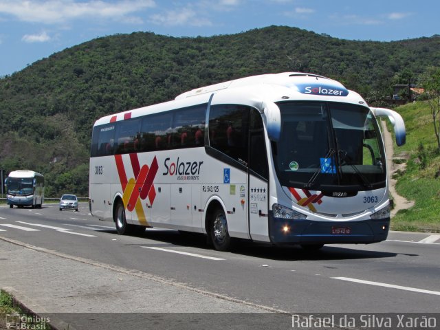 Solazer Transportes e Turismo 3063 na cidade de Petrópolis, Rio de Janeiro, Brasil, por Rafael da Silva Xarão. ID da foto: 3594874.