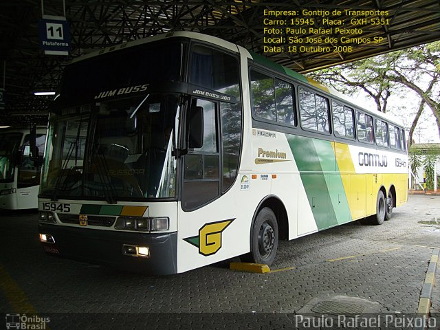 Empresa Gontijo de Transportes 15945 na cidade de São José dos Campos, São Paulo, Brasil, por Paulo Rafael Peixoto. ID da foto: 3596155.