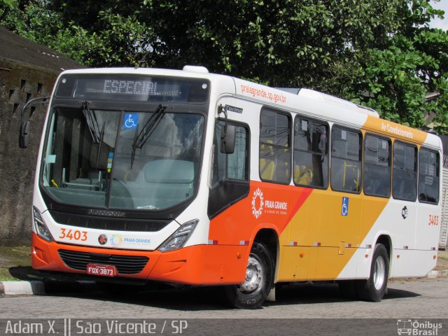 Viação Piracicabana Praia Grande 3403 na cidade de São Vicente, São Paulo, Brasil, por Adam Xavier Rodrigues Lima. Número da foto: #3597656.