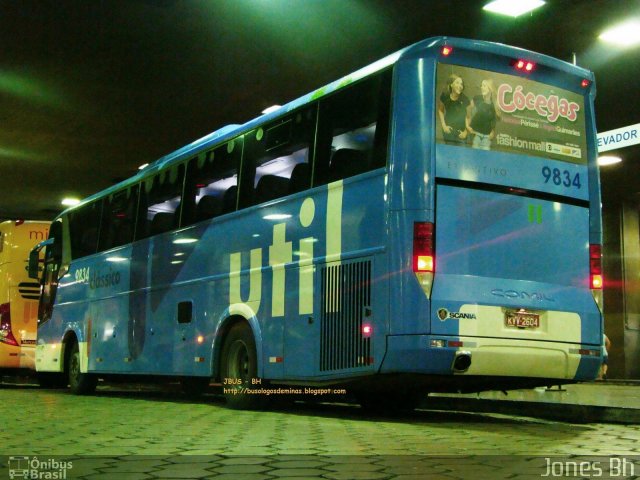 UTIL - União Transporte Interestadual de Luxo 9834 na cidade de Belo Horizonte, Minas Gerais, Brasil, por Jones Bh. ID da foto: 3599135.