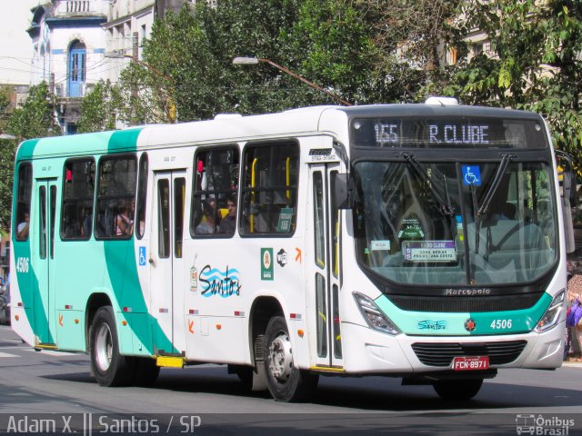 Viação Piracicabana Santos 4506 na cidade de Santos, São Paulo, Brasil, por Adam Xavier Rodrigues Lima. Número da foto: #3600352.