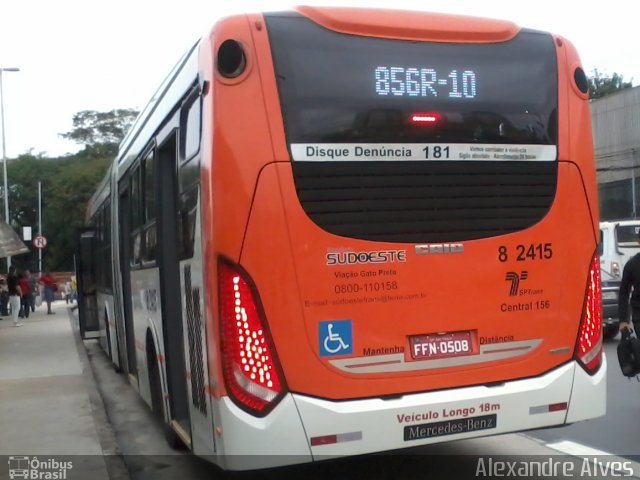 Viação Gato Preto 8 2415 na cidade de São Paulo, São Paulo, Brasil, por Alexandre Alves. ID da foto: 3600132.