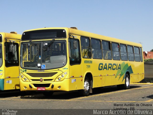 Viação Garcia 7599 na cidade de Londrina, Paraná, Brasil, por Marco Aurélio de Oliveira. ID da foto: 3604150.