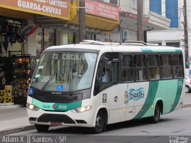 Viação Piracicabana Santos 5225 na cidade de Santos, São Paulo, Brasil, por Adam Xavier Rodrigues Lima. Número da foto: #3607386.
