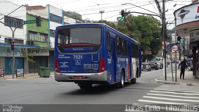 Viação Piracicabana 7531 na cidade de Santos, São Paulo, Brasil, por Lucas Cirilo. ID da foto: 3634572.