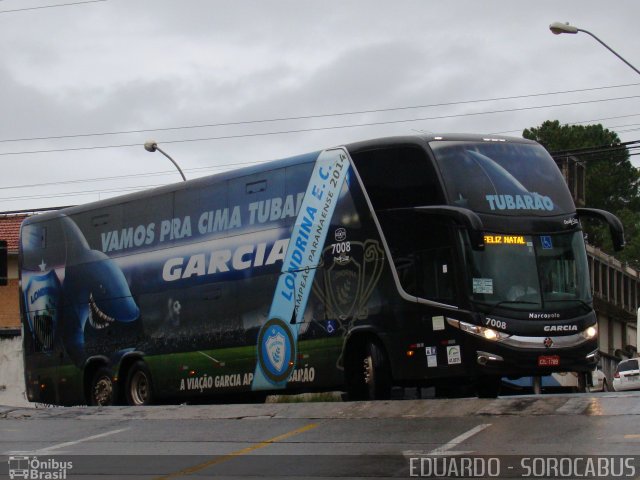 Viação Garcia 7008 na cidade de Sorocaba, São Paulo, Brasil, por EDUARDO - SOROCABUS. ID da foto: 3641966.