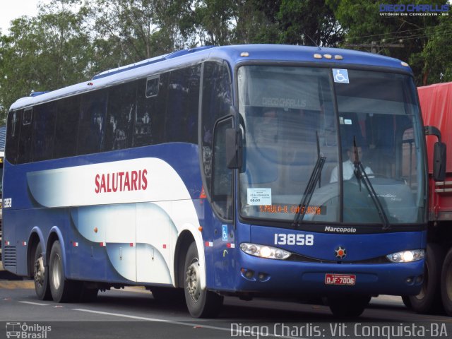 Viação Salutaris e Turismo 13858 na cidade de Vitória da Conquista, Bahia, Brasil, por Diego Charlis Coelho. ID da foto: 3642775.