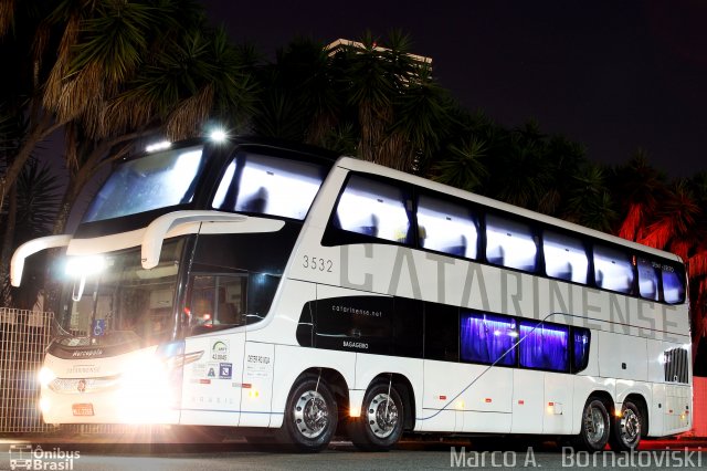 Auto Viação Catarinense 3532 na cidade de Curitiba, Paraná, Brasil, por Marco A.   Bornatoviski. Número da foto: #3654013.