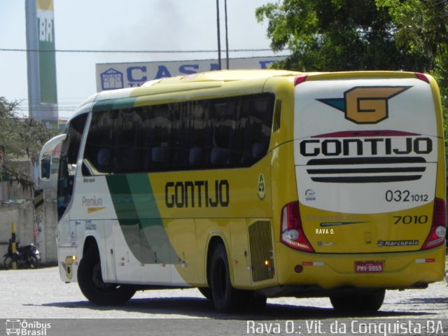 Empresa Gontijo de Transportes 7010 na cidade de Vitória da Conquista, Bahia, Brasil, por Rava Ogawa. ID da foto: 3666512.