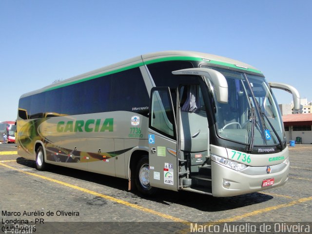 Viação Garcia 7736 na cidade de Londrina, Paraná, Brasil, por Marco Aurélio de Oliveira. Número da foto: #3614996.