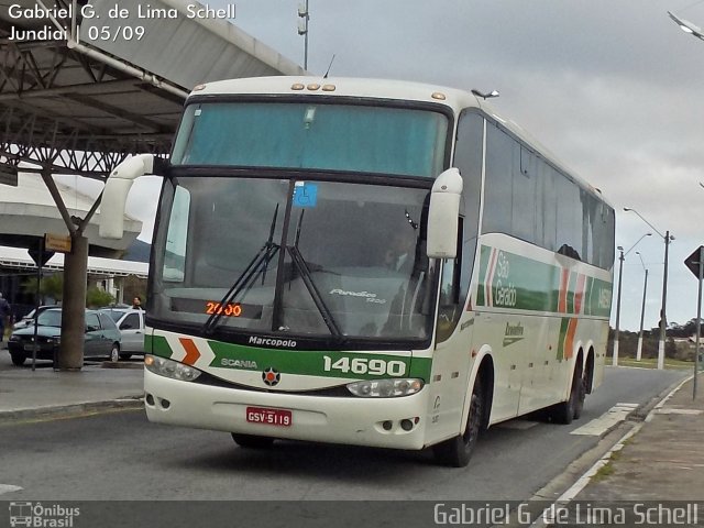 Cia. São Geraldo de Viação 14690 na cidade de Jundiaí, São Paulo, Brasil, por Gabriel Giacomin de Lima. ID da foto: 3620899.