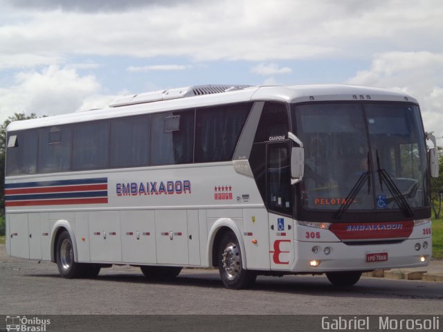 Expresso Embaixador 305 na cidade de Pelotas, Rio Grande do Sul, Brasil, por Gabriel  Morosoli. Número da foto: #3625462.